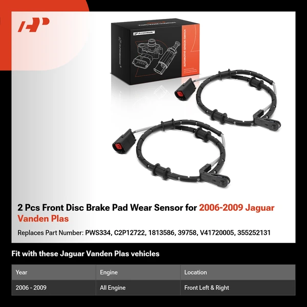 2 Pcs Front Disc Brake Pad Wear Sensor for 2006-2009 Jaguar Vanden Plas