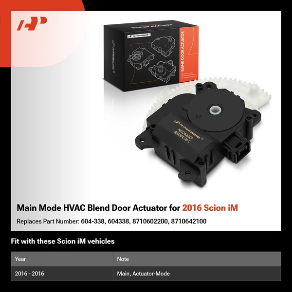 Main Mode HVAC Blend Door Actuator for 2016 Scion iM
