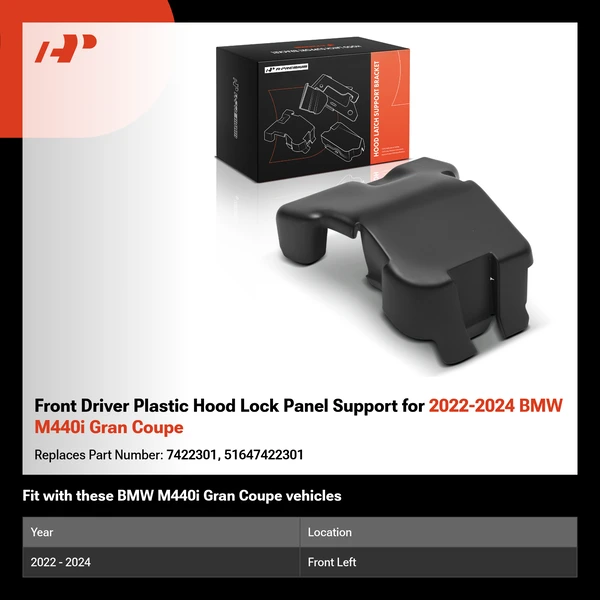 Front Driver Plastic Hood Lock Panel Support for 2022-2024 BMW M440i Gran Coupe