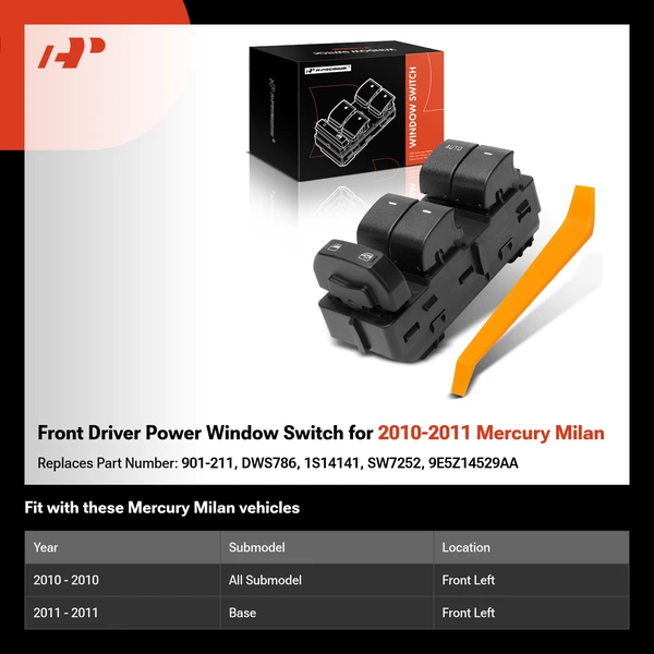 Front Driver Power Window Switch for 2010-2011 Mercury Milan