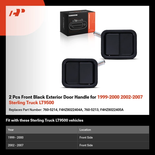 2 Pcs Front Black Exterior Door Handle for 1999-2000 2002-2007 Sterling Truck LT9500