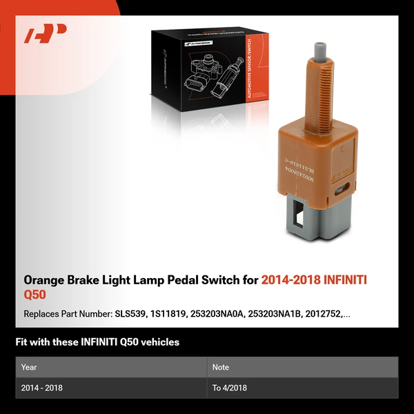Orange Brake Light Lamp Pedal Switch for 2014-2018 INFINITI Q50