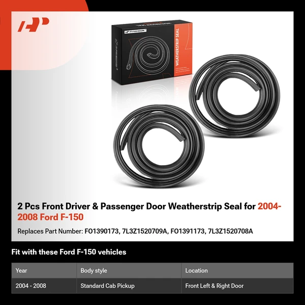 2 Pcs Front Driver & Passenger Door Weatherstrip Seal for 2004-2008 Ford F-150