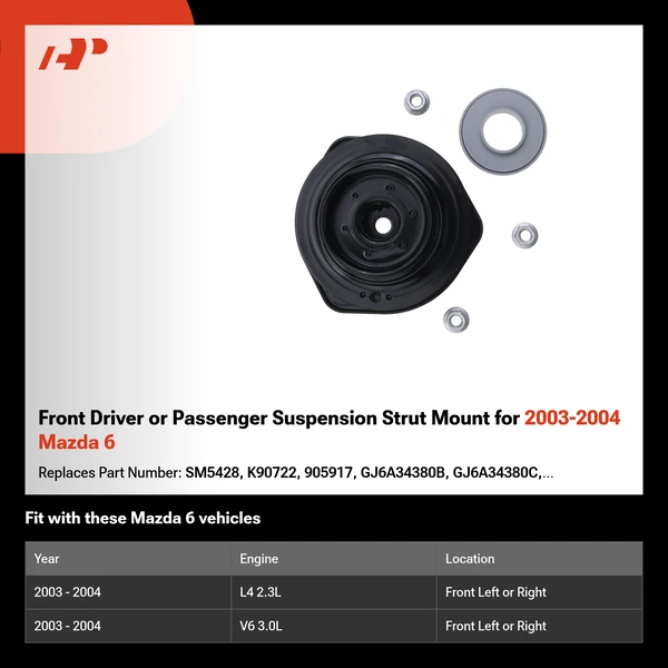 Front Driver or Passenger Suspension Strut Mount for 2003-2004 Mazda 6