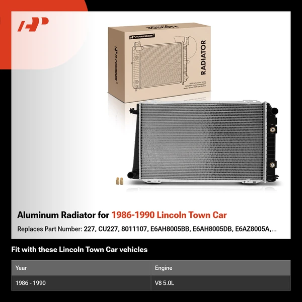 Aluminum Radiator for 1986-1990 Lincoln Town Car