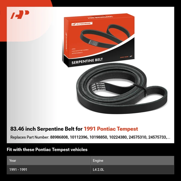83.46 inch Serpentine Belt for 1991 Pontiac Tempest
