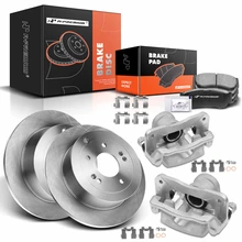 8 Pcs Rear Disc Brake Rotors & Ceramic Brake Pads & Brake Calipers for 2007-2009 Hyundai Santa Fe