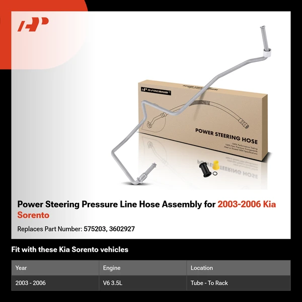 Power Steering Pressure Line Hose Assembly for 2003-2006 Kia Sorento