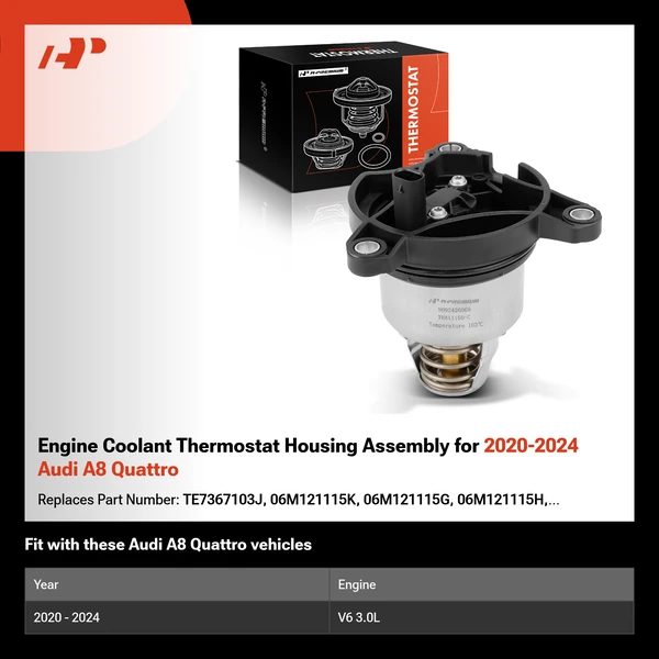 Engine Coolant Thermostat Housing Assembly for 2020-2024 Audi A8 Quattro