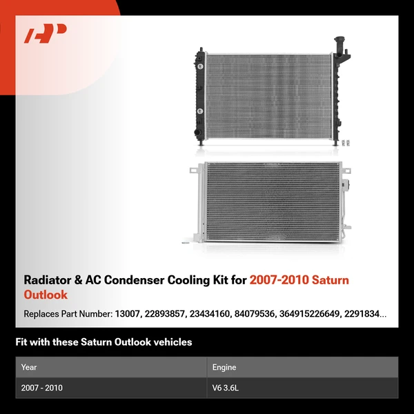 Radiator & AC Condenser Cooling Kit for 2007-2010 Saturn Outlook