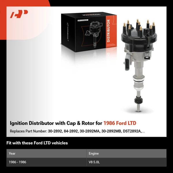 Ignition Distributor with Cap & Rotor for 1986 Ford LTD
