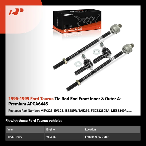 1996-1999 Ford Taurus Tie Rod End Front Inner & Outer A-Premium APCA6445