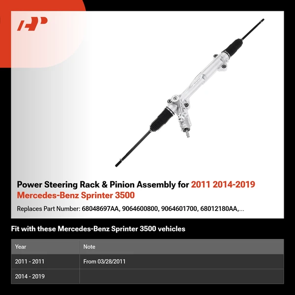 Power Steering Rack & Pinion Assembly for 2011 2014-2019 Mercedes-Benz Sprinter 3500