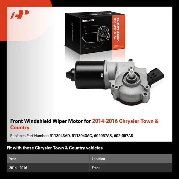 Front Windshield Wiper Motor for 2014-2016 Chrysler Town & Country