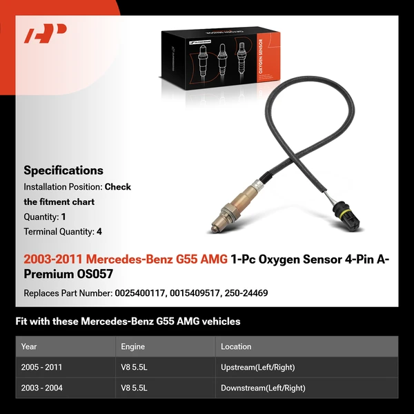 2003-2011 Mercedes-Benz G55 AMG 1-Pc Oxygen Sensor 4-Pin A-Premium OS057