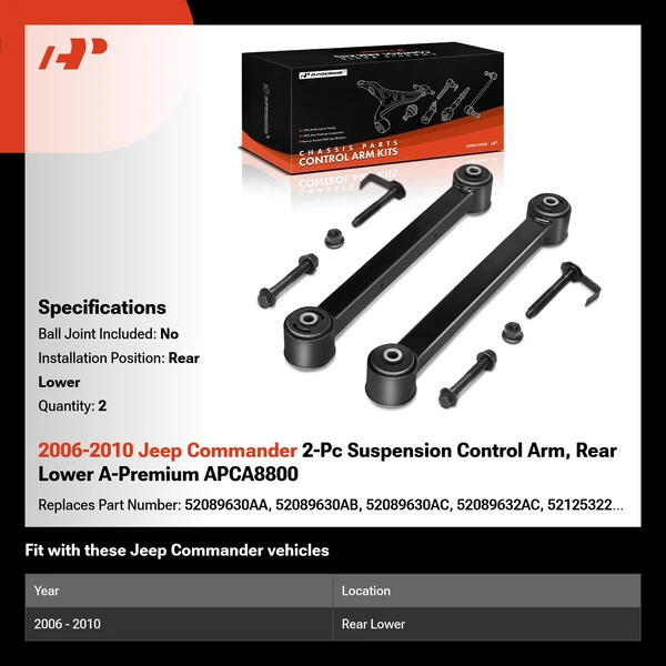 2006-2010 Jeep Commander 2-Pc Suspension Control Arm, Rear Lower A-Premium APCA8800