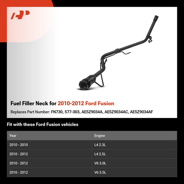 Fuel Filler Neck for 2010-2012 Ford Fusion