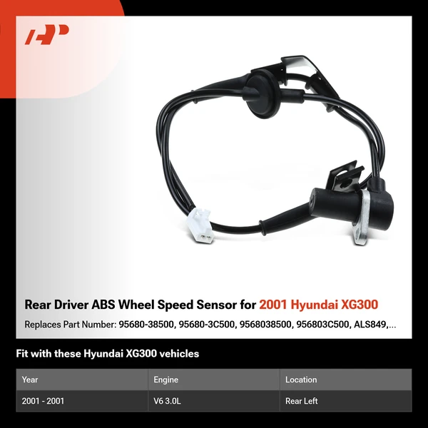 Rear Driver ABS Wheel Speed Sensor for 2001 Hyundai XG300