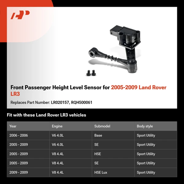 Front Passenger Height Level Sensor for 2005-2009 Land Rover LR3