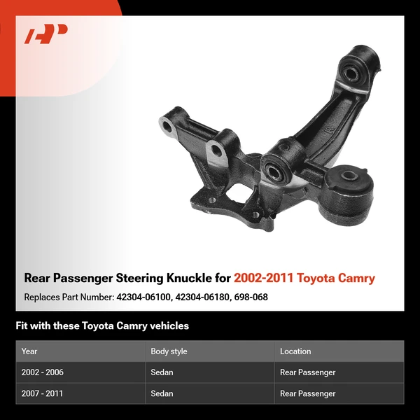 Rear Passenger Steering Knuckle for 2002-2011 Toyota Camry