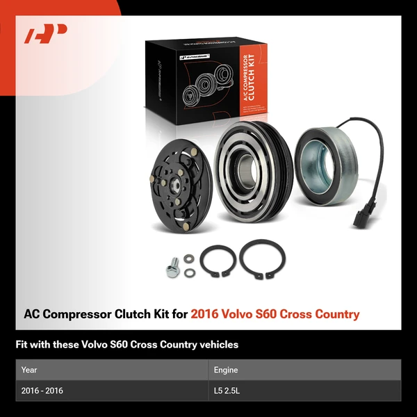 AC Compressor Clutch Kit for 2016 Volvo S60 Cross Country