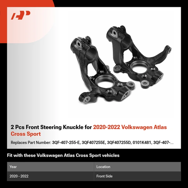 2 Pcs Front Steering Knuckle for 2020-2022 Volkswagen Atlas Cross Sport