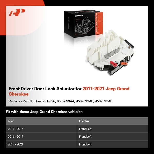 Front Driver Door Lock Actuator for 2011-2021 Jeep Grand Cherokee