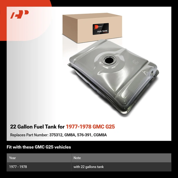 22 Gallon Fuel Tank for 1977-1978 GMC G25