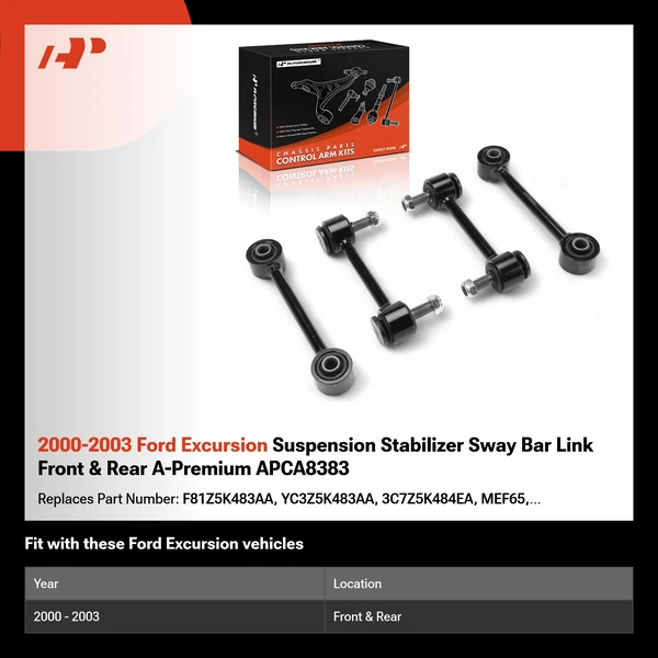 2000-2003 Ford Excursion Suspension Stabilizer Sway Bar Link Front & Rear A-Premium APCA8383