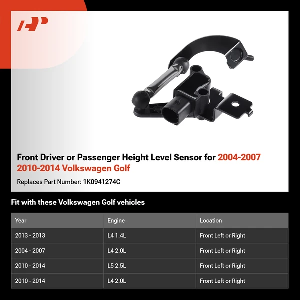 Front Driver or Passenger Height Level Sensor for 2004-2007 2010-2014 Volkswagen Golf