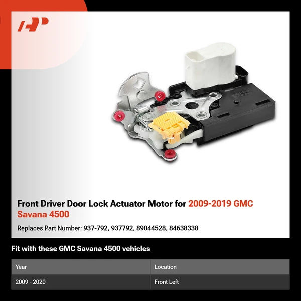 Front Driver Door Lock Actuator Motor for 2009-2019 GMC Savana 4500
