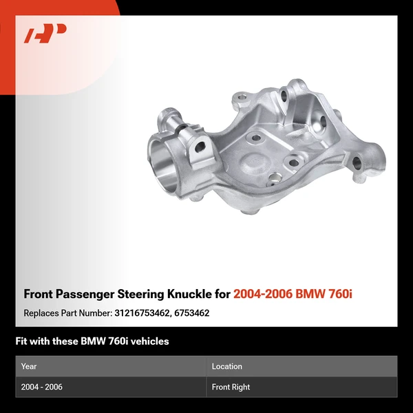 Front Passenger Steering Knuckle for 2004-2006 BMW 760i