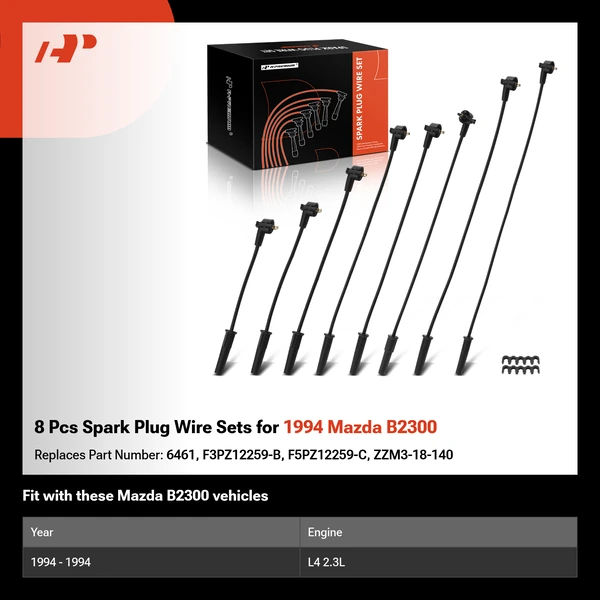 8 Pcs Spark Plug Wire Sets for 1994 Mazda B2300