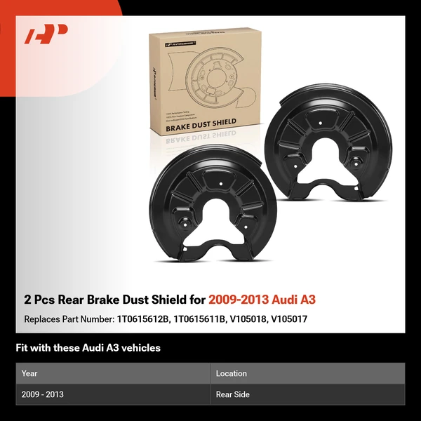2 Pcs Rear Brake Dust Shield for 2009-2013 Audi A3