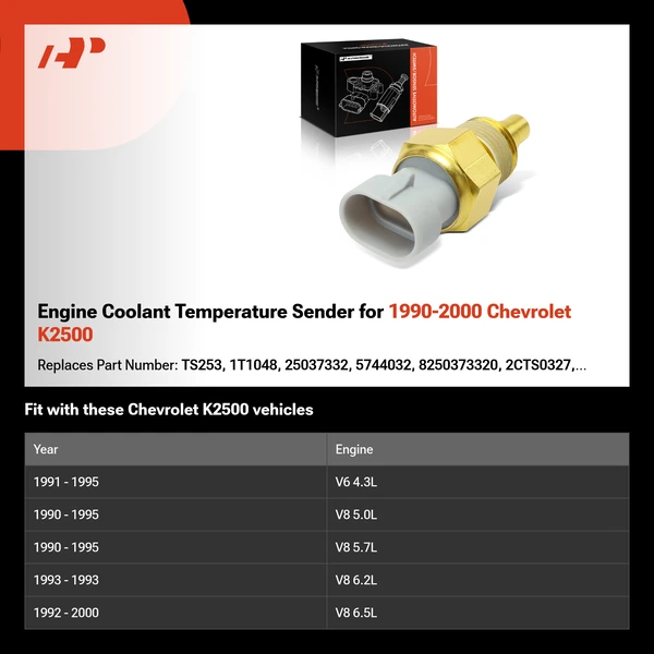 Engine Coolant Temperature Sender for 1990-2000 Chevrolet K2500
