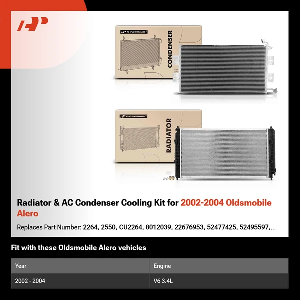 Radiator & AC Condenser Cooling Kit for 2002-2004 Oldsmobile Alero