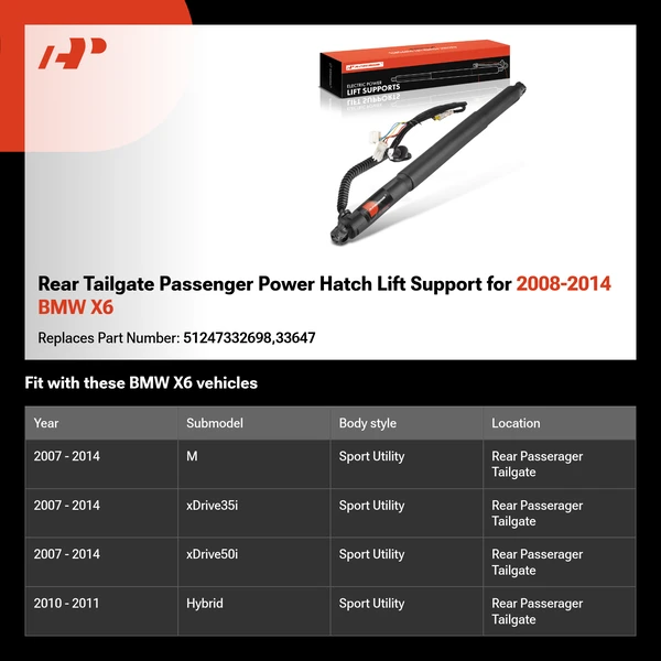 Rear Tailgate Passenger Power Hatch Lift Support for 2008-2014 BMW X6