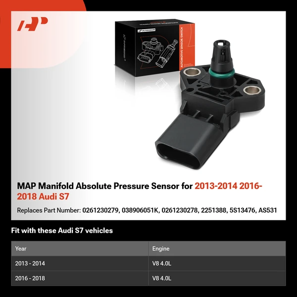 MAP Manifold Absolute Pressure Sensor for 2013-2014 2016-2018 Audi S7