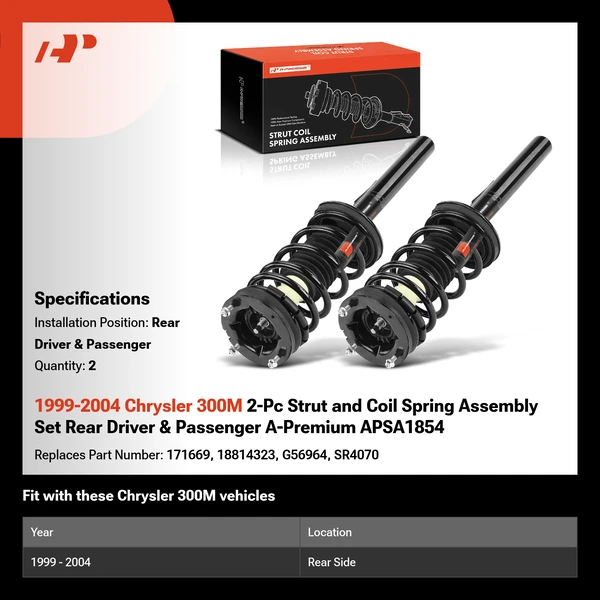 1999-2004 Chrysler 300M 2-Pc Strut and Coil Spring Assembly Set Rear Driver & Passenger A-Premium APSA1854