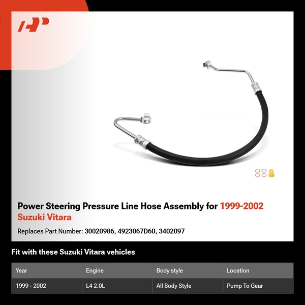 Power Steering Pressure Line Hose Assembly for 1999-2002 Suzuki Vitara