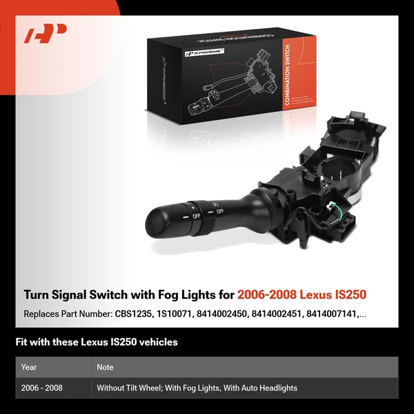 Turn Signal Switch with Fog Lights for 2006-2008 Lexus IS250