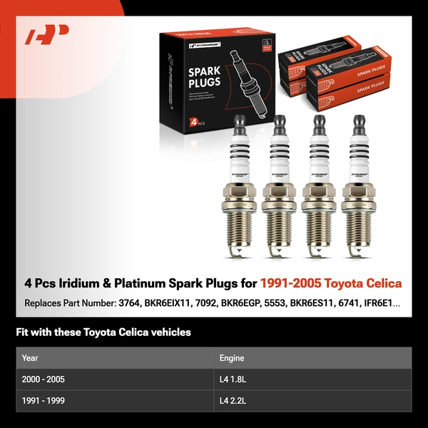 4 Pcs Iridium & Platinum Spark Plugs for 1991-2005 Toyota Celica