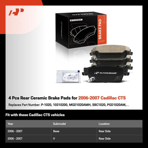 4 Pcs Rear Ceramic Brake Pads for 2006-2007 Cadillac CTS