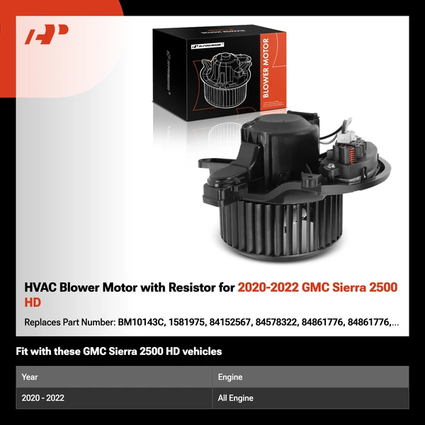 HVAC Blower Motor with Resistor for 2020-2022 GMC Sierra 2500 HD