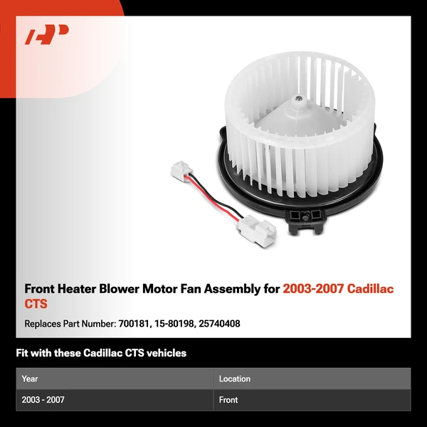 Front Heater Blower Motor Fan Assembly for 2003-2007 Cadillac CTS