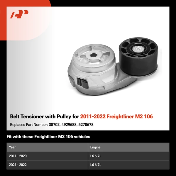 Belt Tensioner with Pulley for 2011-2022 Freightliner M2 106