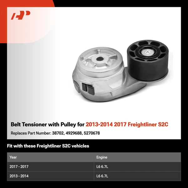 Belt Tensioner with Pulley for 2013-2014 2017 Freightliner S2C