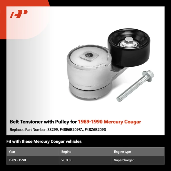 Belt Tensioner with Pulley for 1989-1990 Mercury Cougar