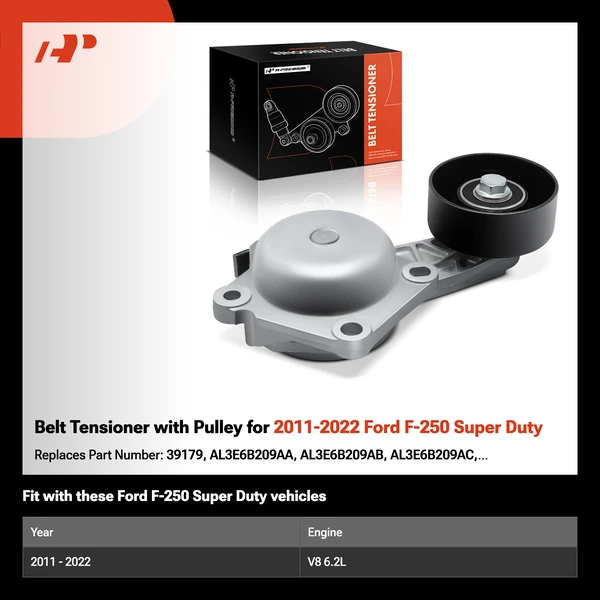Belt Tensioner with Pulley for 2011-2022 Ford F-250 Super Duty