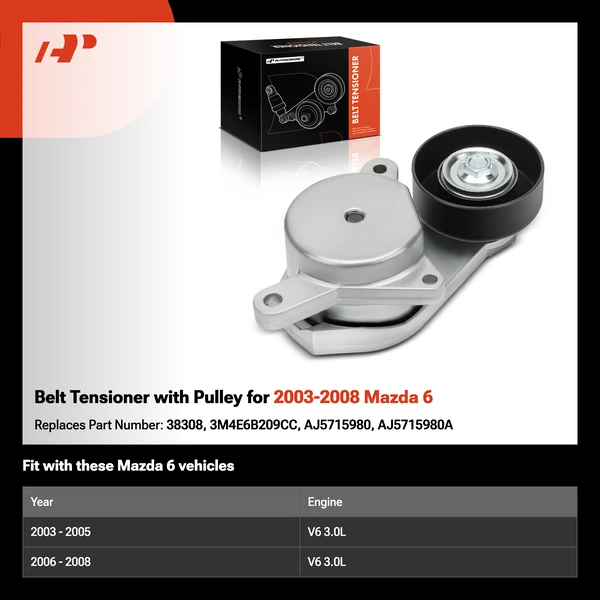 Belt Tensioner with Pulley for 2003-2008 Mazda 6